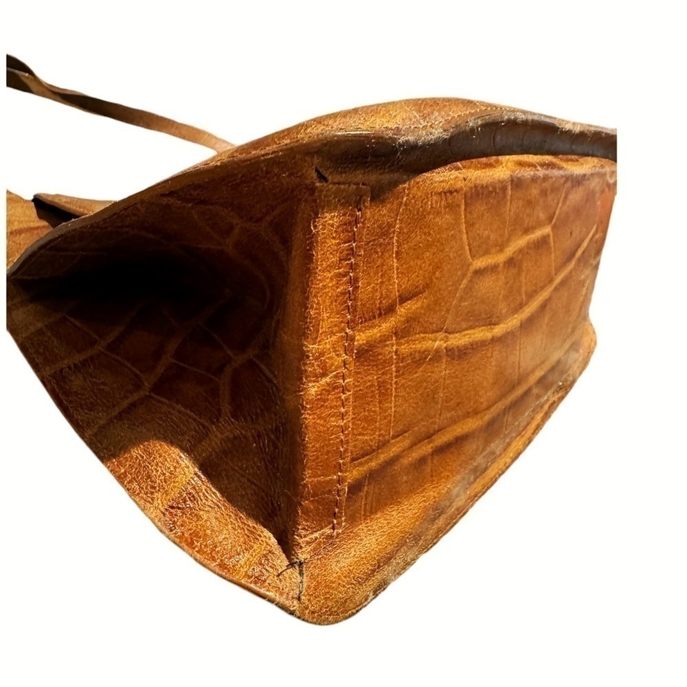 Krizia | Vintage Leather Crocodile Print Shoulder Bag Brown - Picture 8 of 11